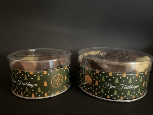 Fijne feestdagen koker met bonbons